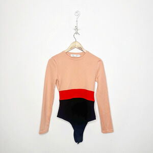 Proenza Schouler White Label Colorblock Jersey Bodysuit long sleeve womens Small
